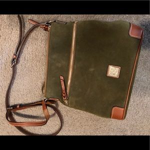 Dooney and Bourke suede olive green and gold purse